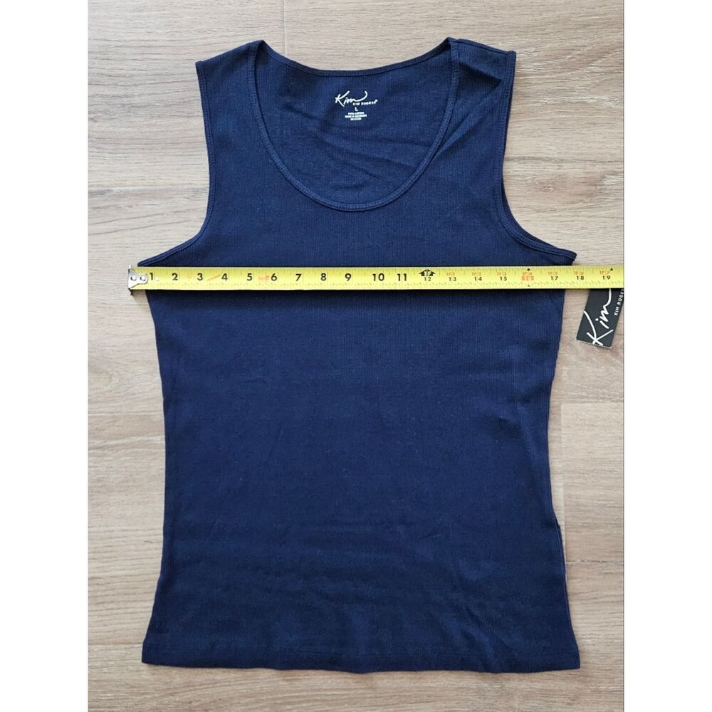 Kim Rogers Navy Ribbed Tank Top Size L - Picture 3 of 5